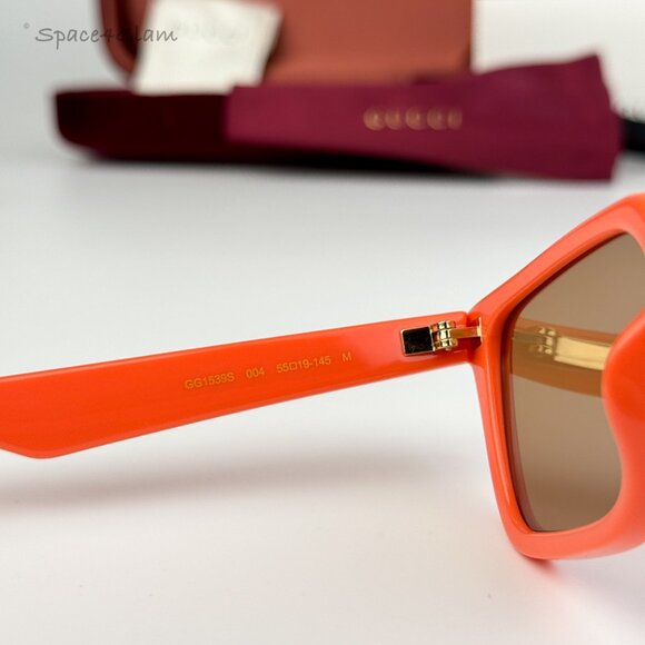 Gucci Men Sunglasses Orange Brown Rectangle GG1539S 004  display picture 1